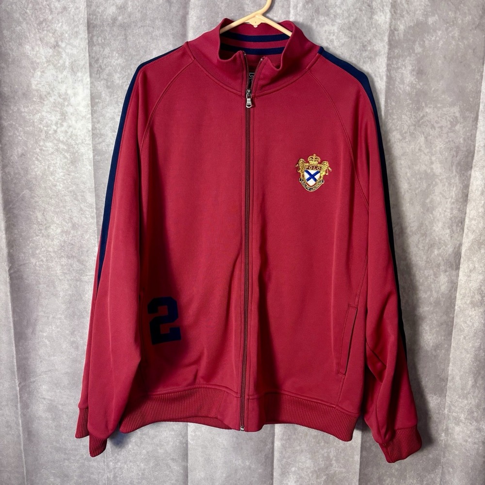 Vintage Polo Ralph‎ Lauren Track Jacket ZIP Old Money Style Red #2 size 2X
